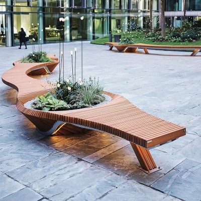 户外木质景观坐凳创意异形休闲座椅
