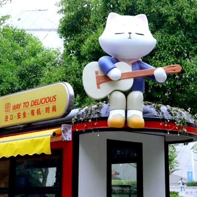 玻璃钢猫咪雕塑网红卡通景区打卡艺术动物摆件