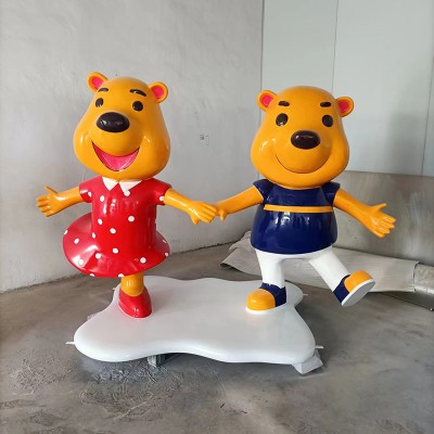 网红打卡玻璃钢小熊雕塑景区小镇商业街美陈摆件