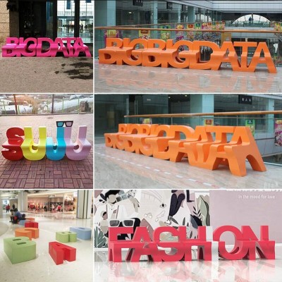 玻璃钢字母座椅艺术造型儿童学校坐凳