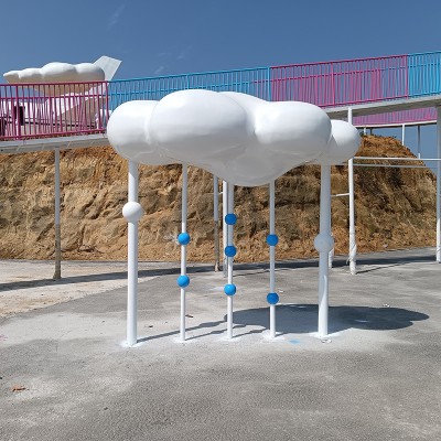 玻璃钢云朵造型雕塑打卡广场景观摆件