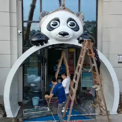 玻璃钢熊猫门头美陈雕塑景观艺术造型摆件