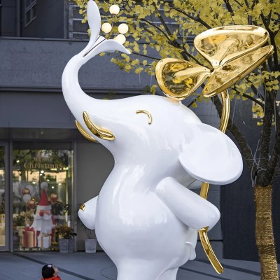 玻璃钢大象艺术造型雕塑小区公园景观摆件