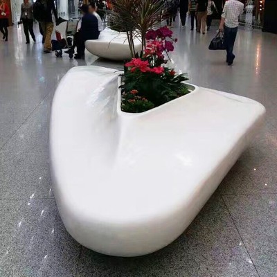 玻璃钢机场花盆座椅艺术美陈坐凳