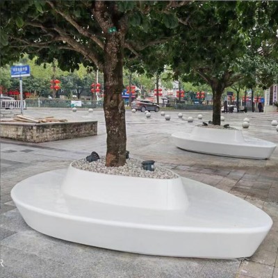 玻璃钢三角形树池坐凳异形靠背景观座椅