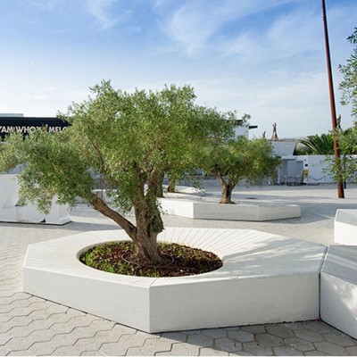 水磨石树池坐凳异形花坛花池