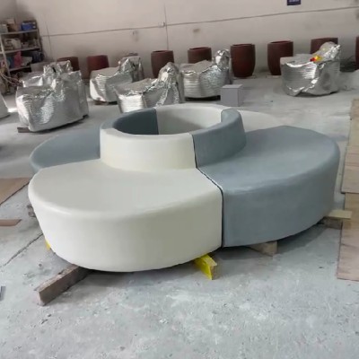 GRC混凝土UHPC树池坐凳花瓣造型景观座椅