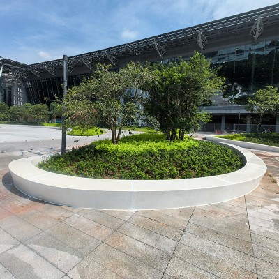 GRC混凝土长条坐凳UHPC水磨石学校景观树池坐凳